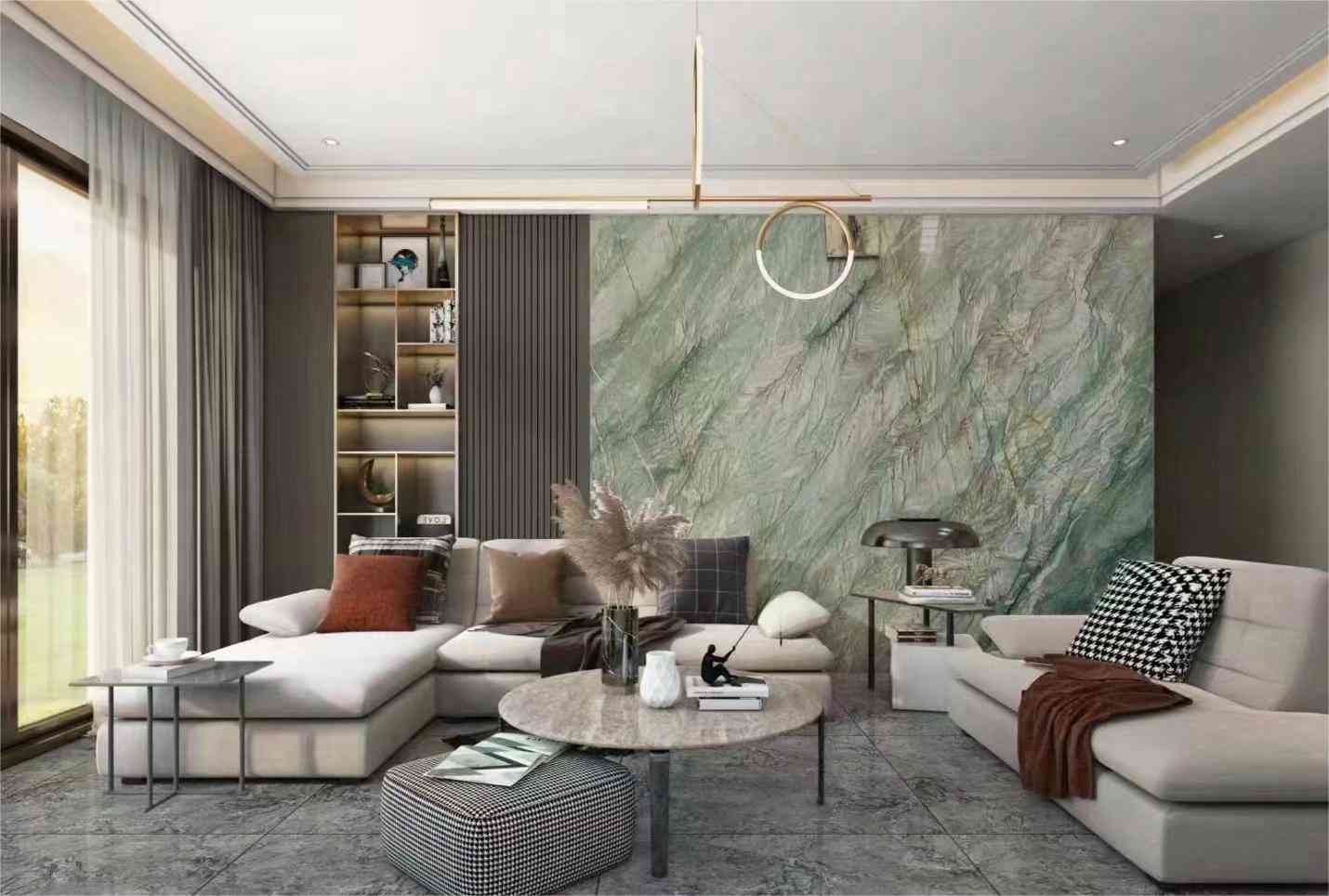 Dalle de quartzite vert botanique pour dessus de vanité de salle de bain 5