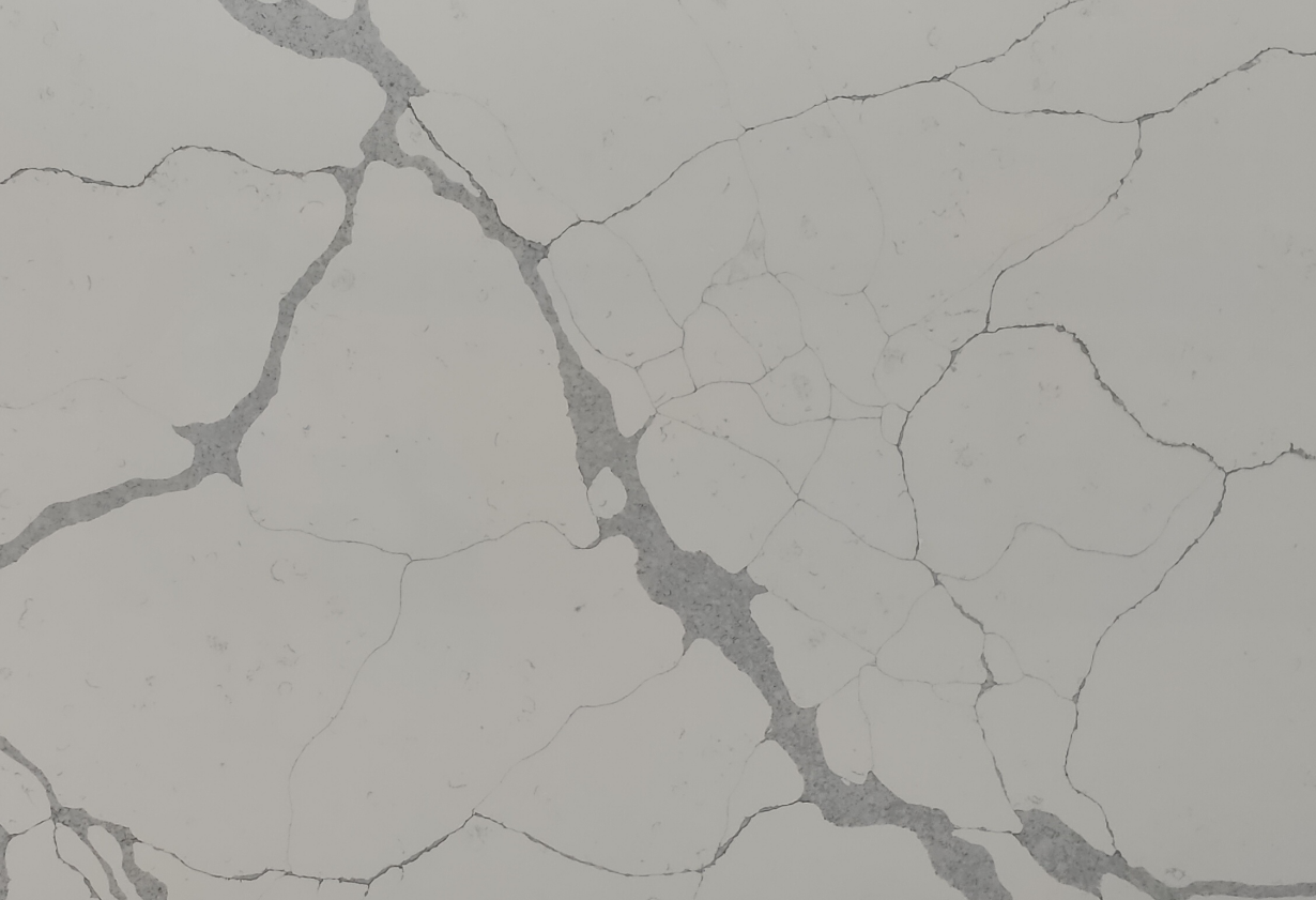 6517 Lastre di quarzo artificiale bianco Calacatta con venature grigie 6