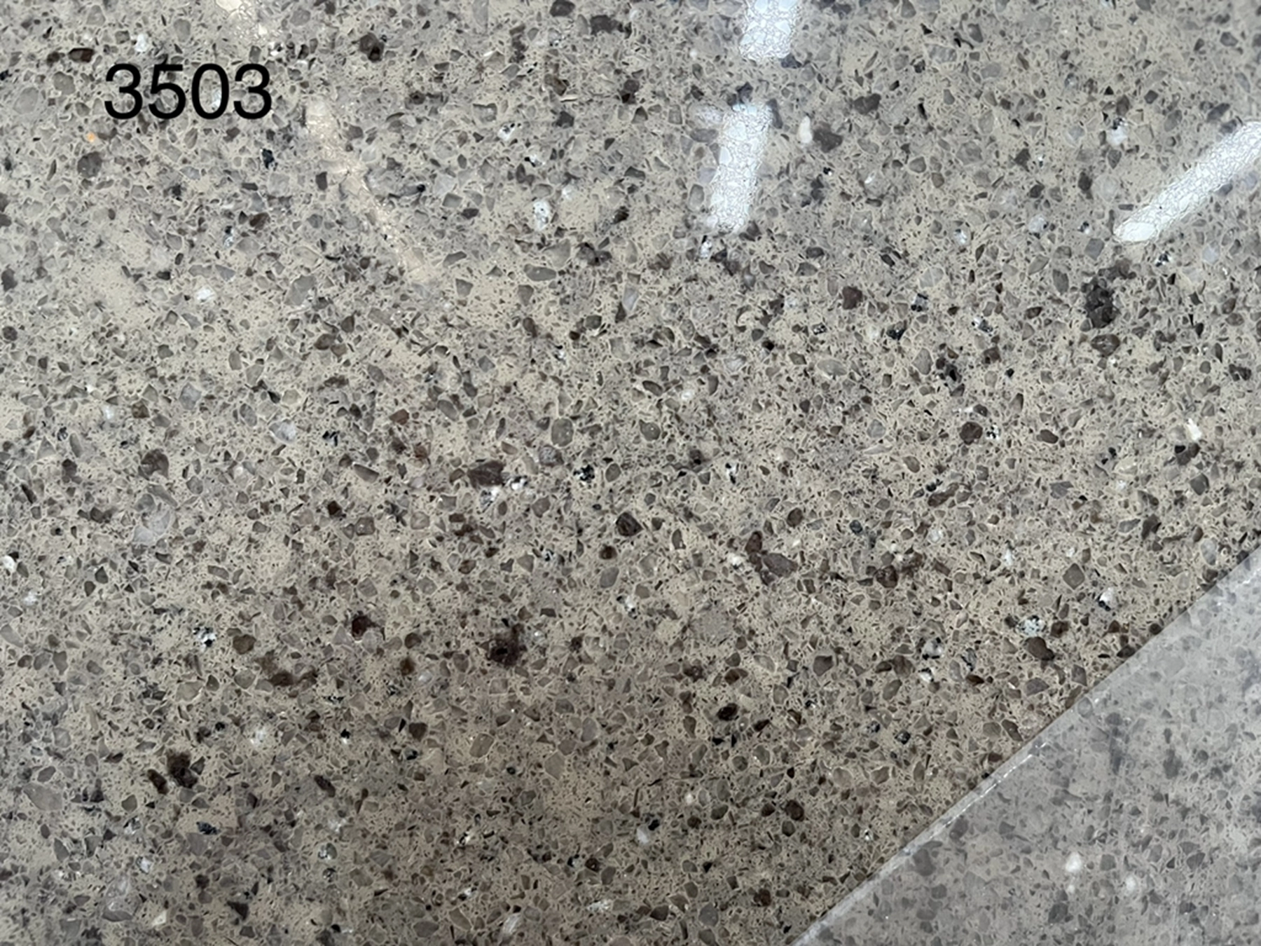 3503 Big Grain Grey Artificial Quartz Stone Slab 1