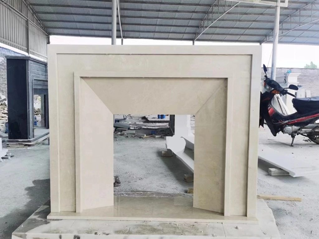 Hand Carved Natural Stone Carving Aran White Marble Fireplace Sculpture Surround Mantel 1