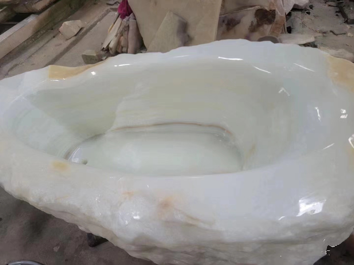 Цельная ванна из белого оникса из натурального камня Original 3