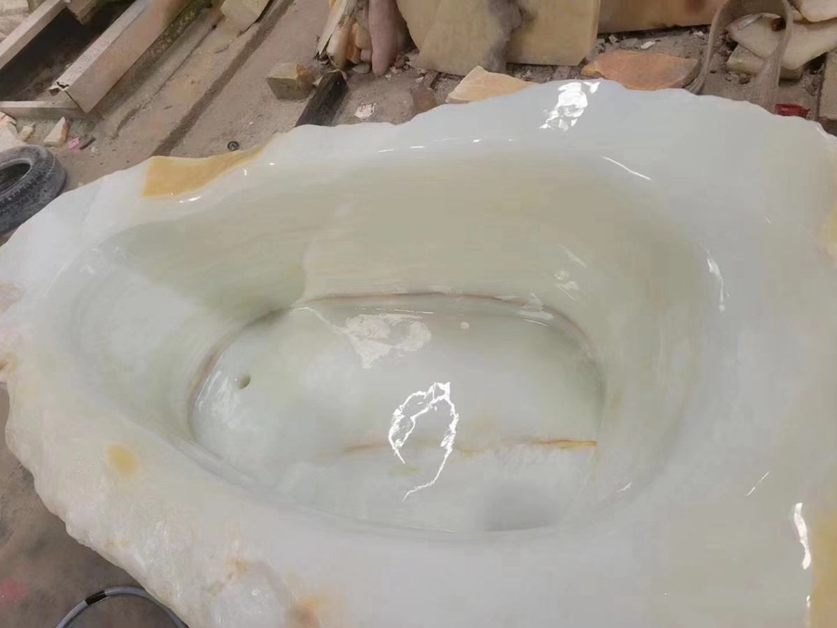 Цельная ванна из белого оникса из натурального камня Original 2