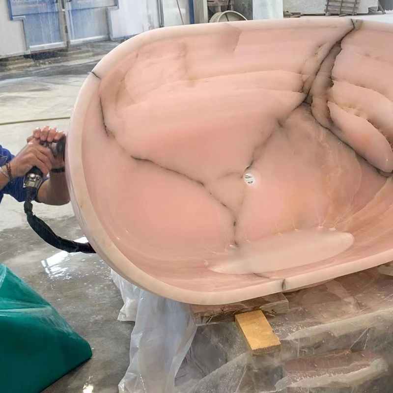 ピンクオニキスのバスタブのカスタムメイド 4