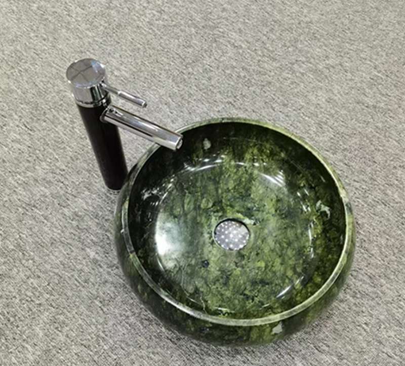 Pia de banheiro em mármore verde Ming 2