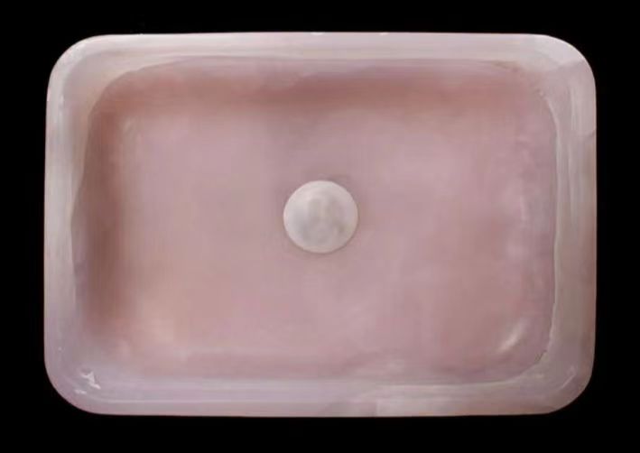 Personalizzazione lavabo in onice rosa naturale 4