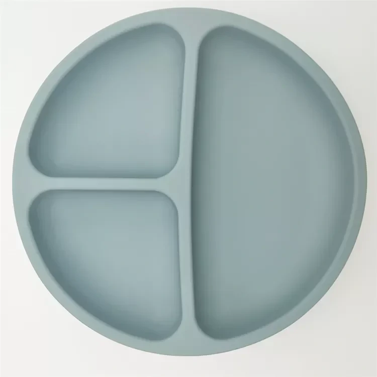 Non Slip Food Grade Silicone Suction Plate Divided For Toddler Kids Baby Suction Plate 1