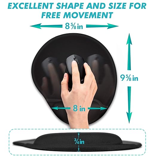 Alfombrilla de ratón ergonómica y cómoda con superficie suave de apoyo para la muñeca y base de gel antideslizante para aliviar el dolor. 3
