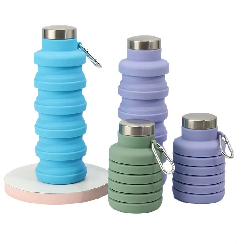 Collapsible Water Bottle,Silicone Foldable Water Cup, Portable Outdoor Travel Folding Sport Cup with Lids 1