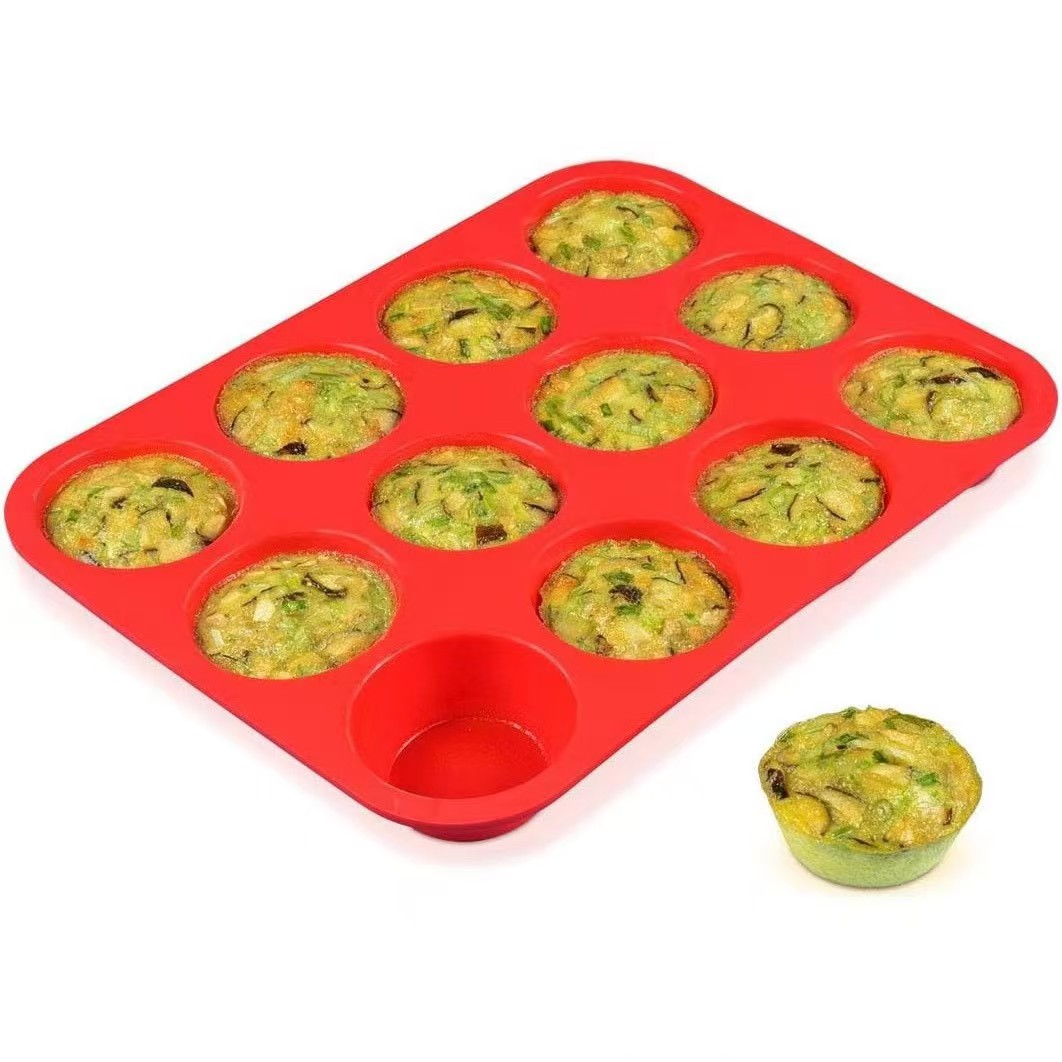 12-filiżankowa silikonowa forma do muffinek z nieprzywierającą powłoką, silikonowa forma do pieczenia babeczek 1