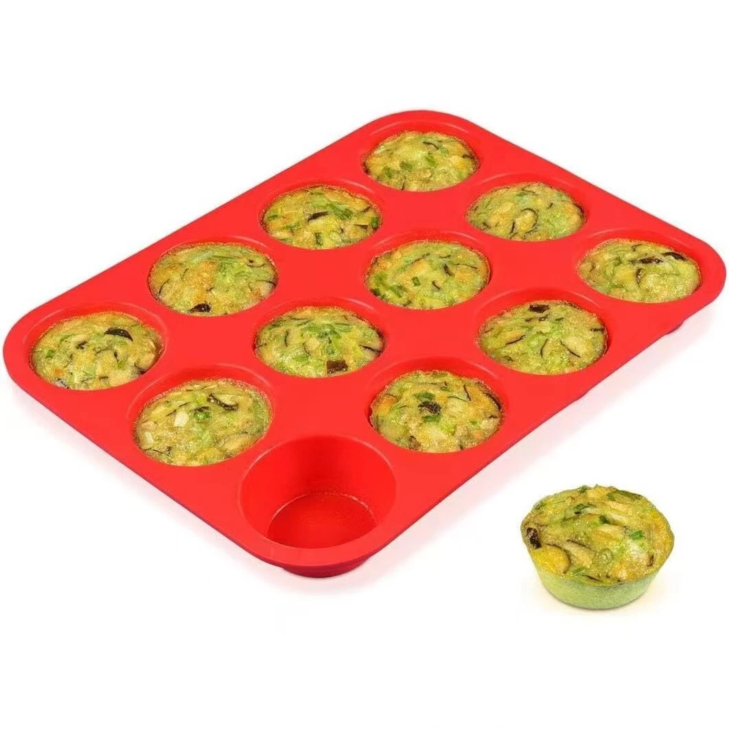 12 Cups Silicone Muffin Pan Nonstick Cupcake Pan Silicone Mold for Baking 1