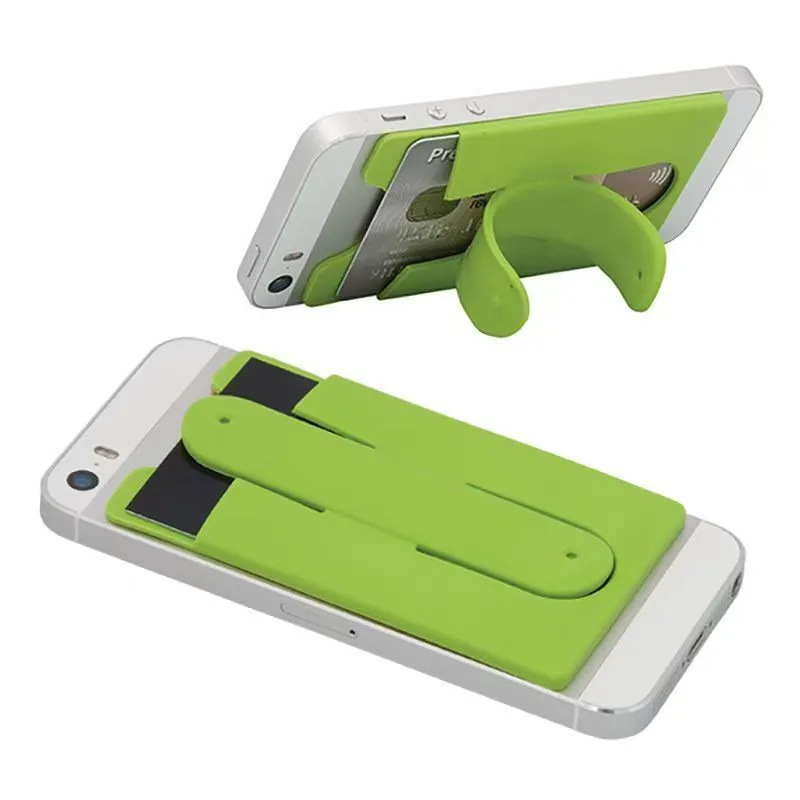 Silikon Kart Tutucu ve Cep Telefonu Standı, Yapışkanlı Silikon Kauçuk Akıllı Telefon Kılıfı, Cüzdan Desteği 1