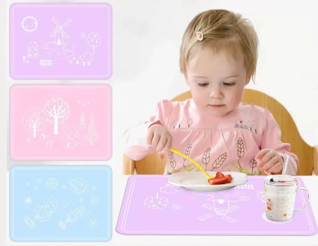 Силиконовая подставка под тарелку для обеденного стола, кухонного стола, водонепроницаемая подставка для еды для детей, младенцев и малышей. 1