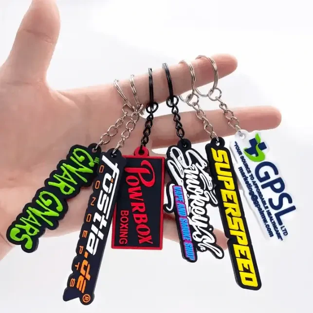 Wholesale 2D Soft Pvc Silicone Die Cut Keyring Rubber Custom Logo Keychain 1