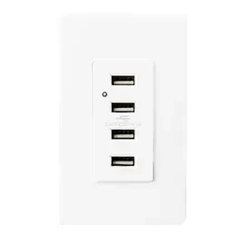 เต้ารับติดผนัง USB สีขาว, เต้ารับไฟฟ้า USB 4 พอร์ต USB พร้อมแผ่นผนัง 2 แผ่น 1
