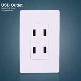 White 4 USB Ports GFCI Receptacles Electric USB Outlet With Screwless Plate 1