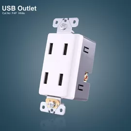 White 4 USB Ports GFCI Receptacles Electric USB Outlet With Screwless Plate 2