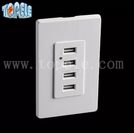 White Usb Wall Outlet , Usb Electrical Outlet 4 USB Ports With 2 Wall Plates1 1