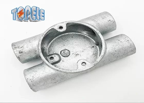 Durable Gi Conduit Accessories BS4568 Circular Malleable Twin Through - H Way Box 1