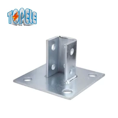 4 Hole Single Channel Post Base 13/32 Unistrut Plate 1