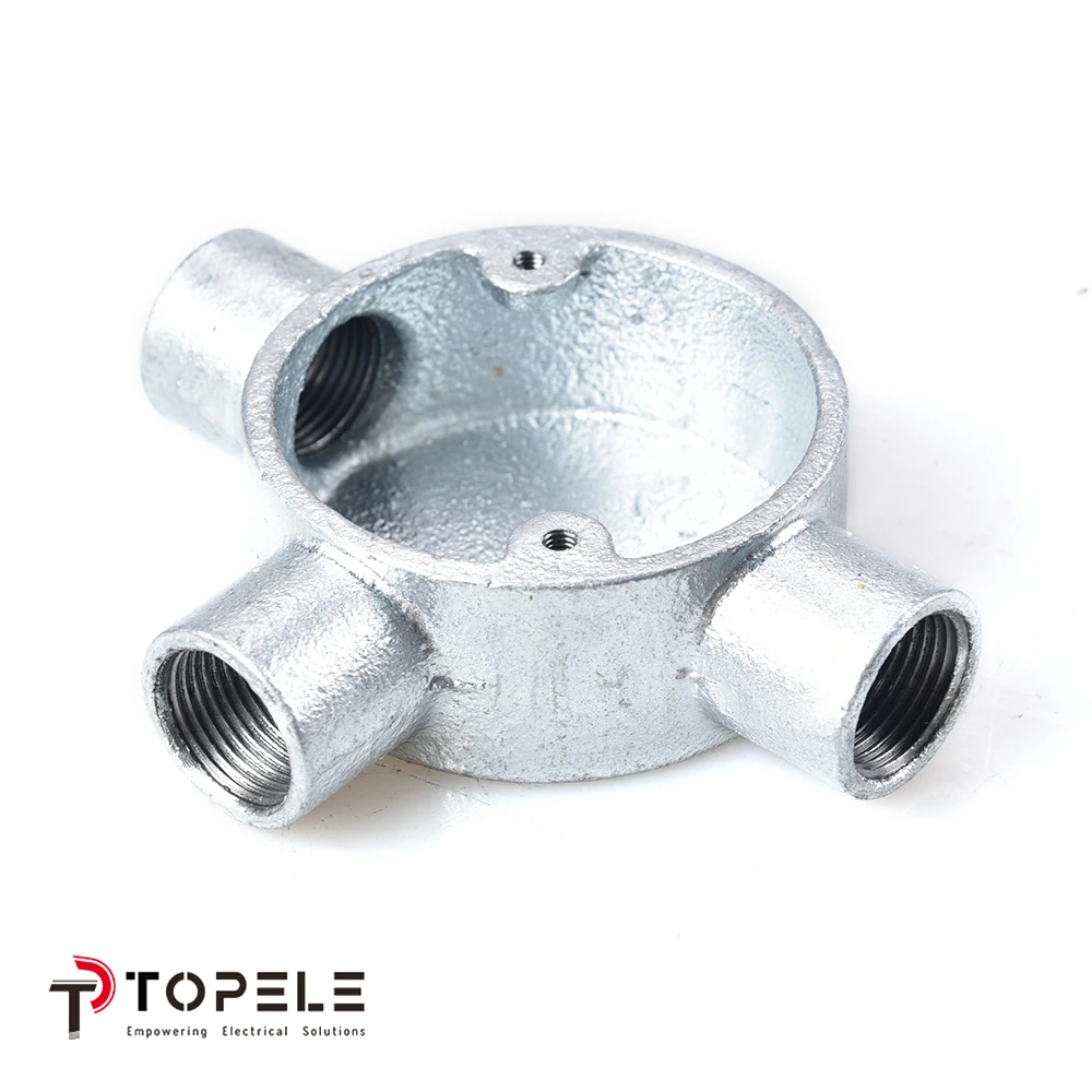 Caja circular de TEE de hierro maleable (3 vías) 1