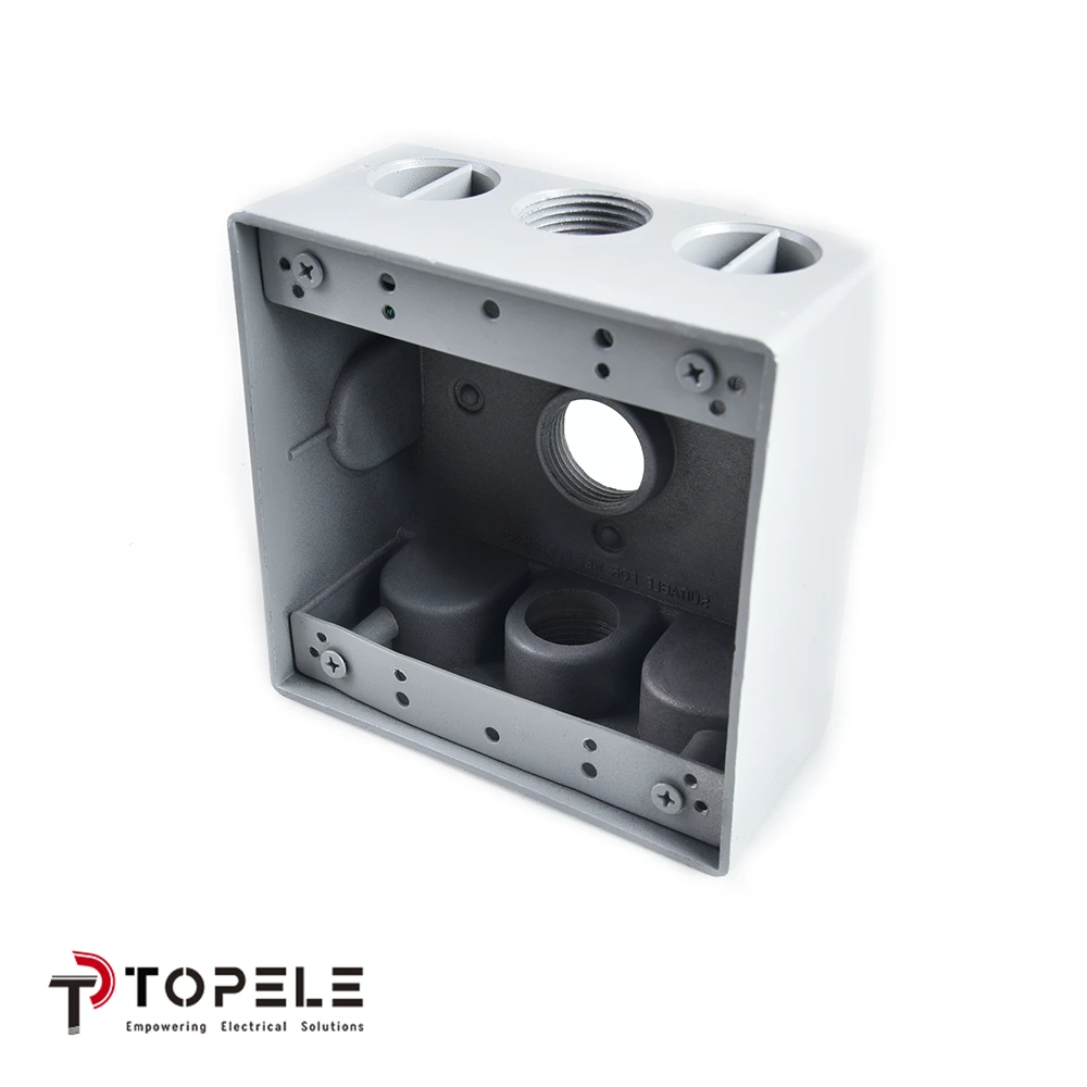 Weatherproof Box Two Gang 3 Holes 1
