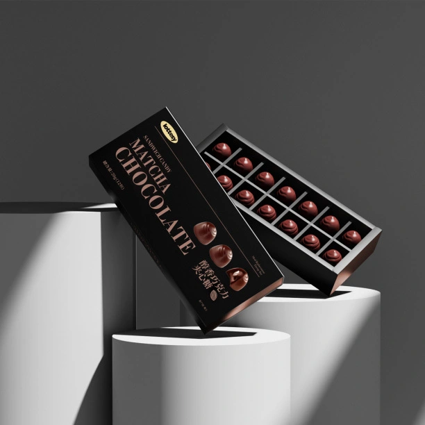 Scatola di imballaggio per cioccolatini estraibile rettangolare nera Lottesy 1