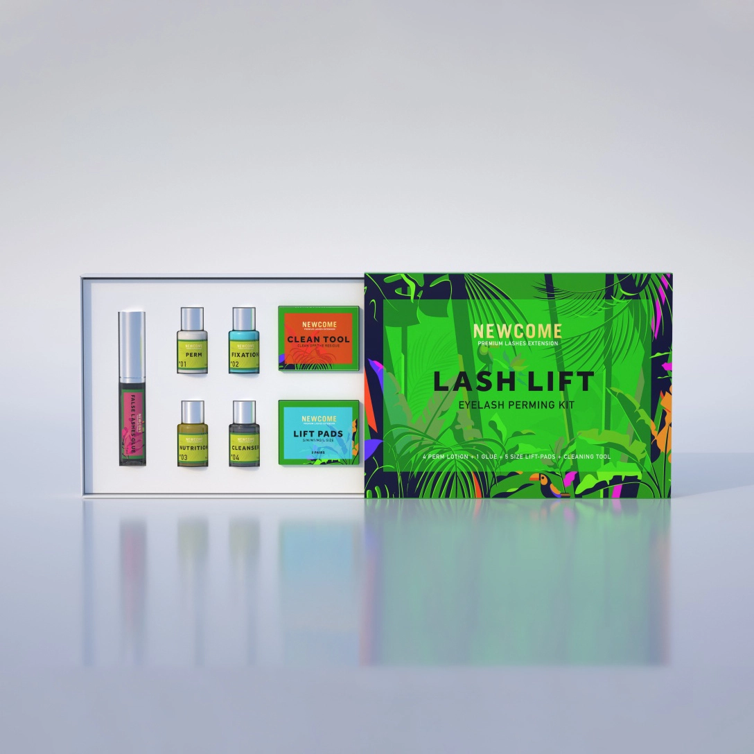 NEWCOME Scatola per trucco per ciglia con copertina in stile illustrato verde Cielo e Terra 1