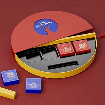 Caja de embalaje Mooncake roja semicircular 1