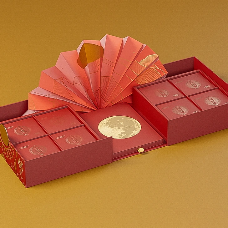 Красно-черная упаковочная коробка Mooncake с двойной дверью 1