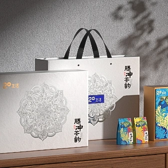 El cielo y la tierra cubren la caja de embalaje de té blanco 1