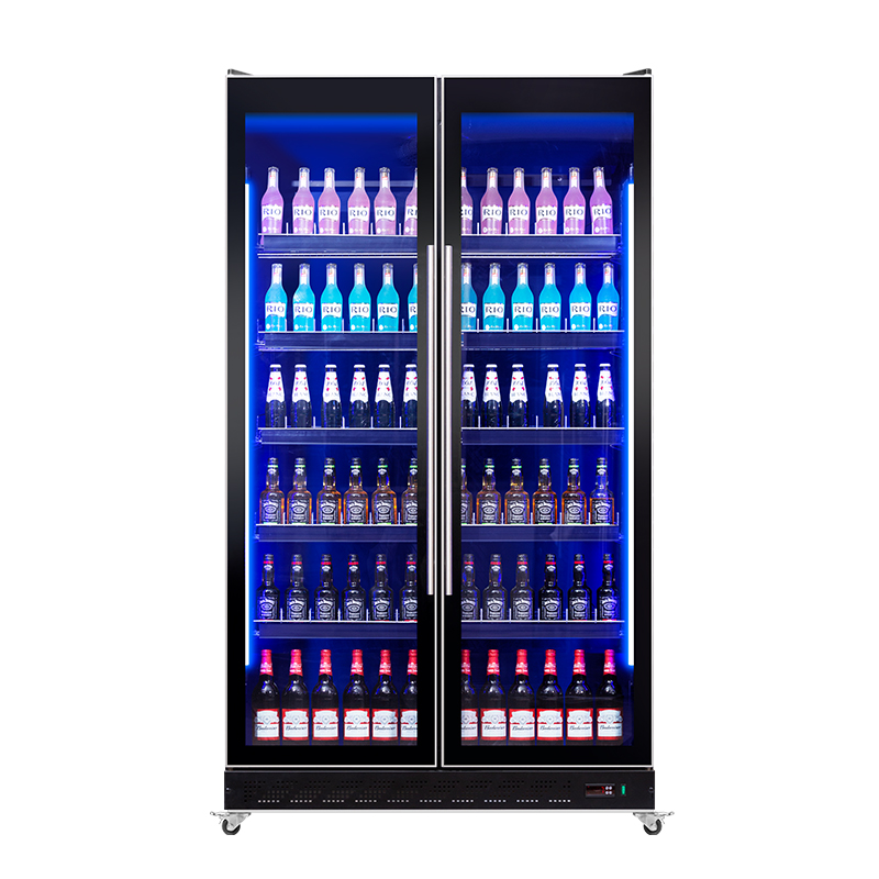 Step Mounted Double Door Cooler Fridge with Glass Door for Food & Drink 5