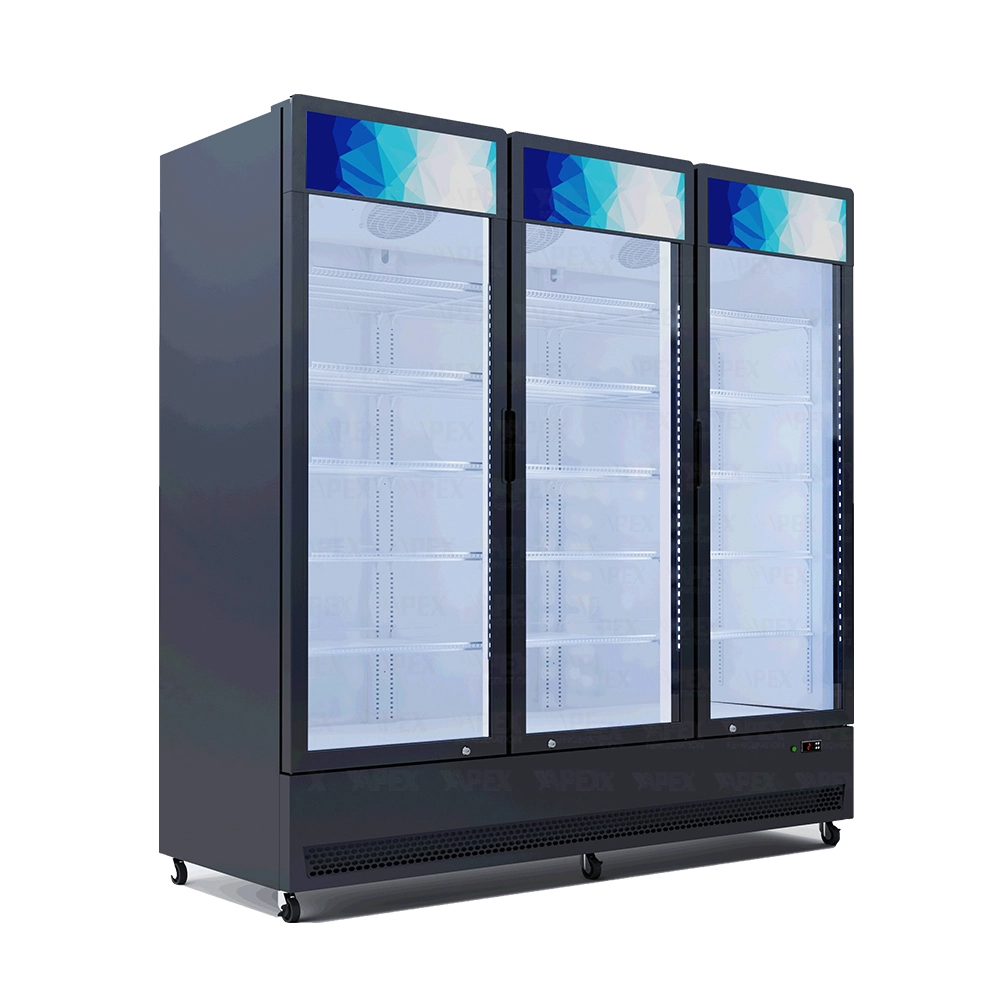 APEX UT-1850 Triple Swinging Glass Door Display Refrigerator - 64.3 Cu. Ft. 1