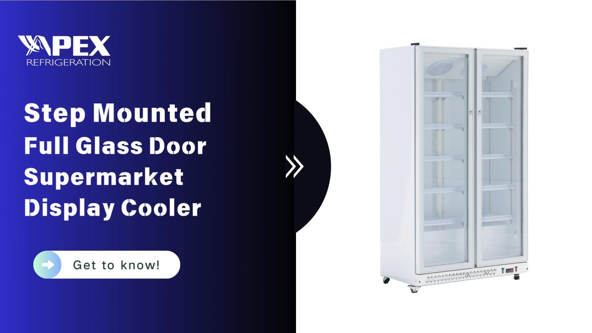 Step Mounted Double Door Cooler Fridge with Glass Door for Food & Drink 1