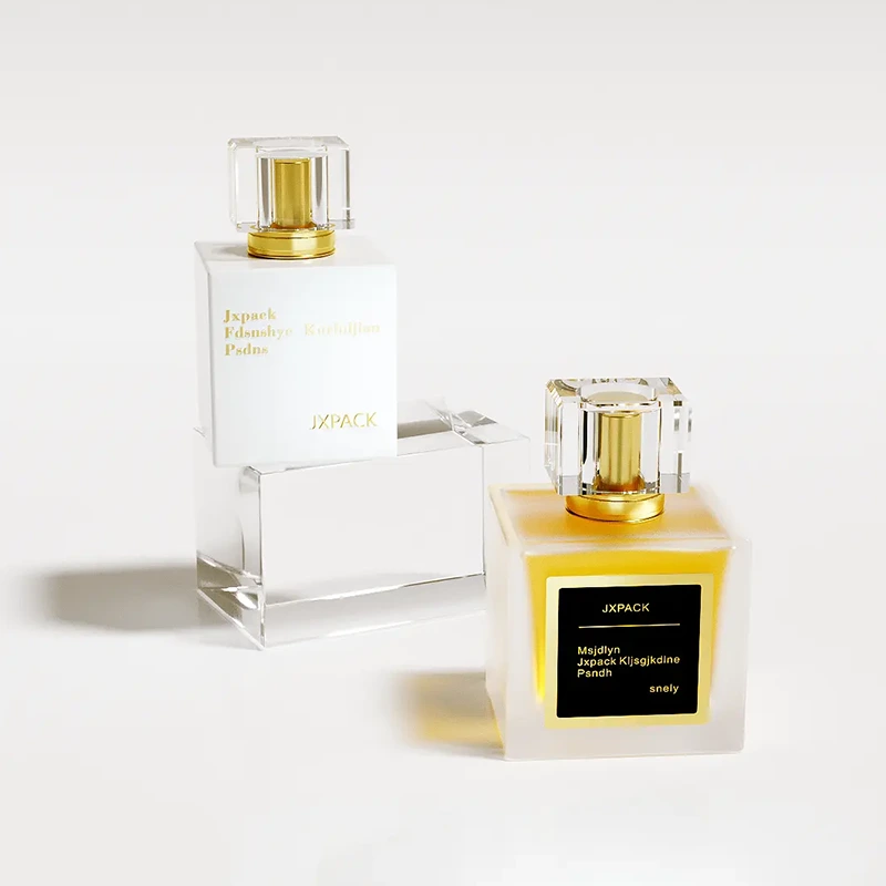 Square Glass Perfume Bottle Luxury Round Empty Spray Bottle with Cap 1
