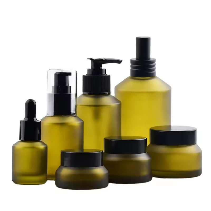 Glass Cosmetic Bottle Set Cream Jar Perfume Spray Manufacturer 1