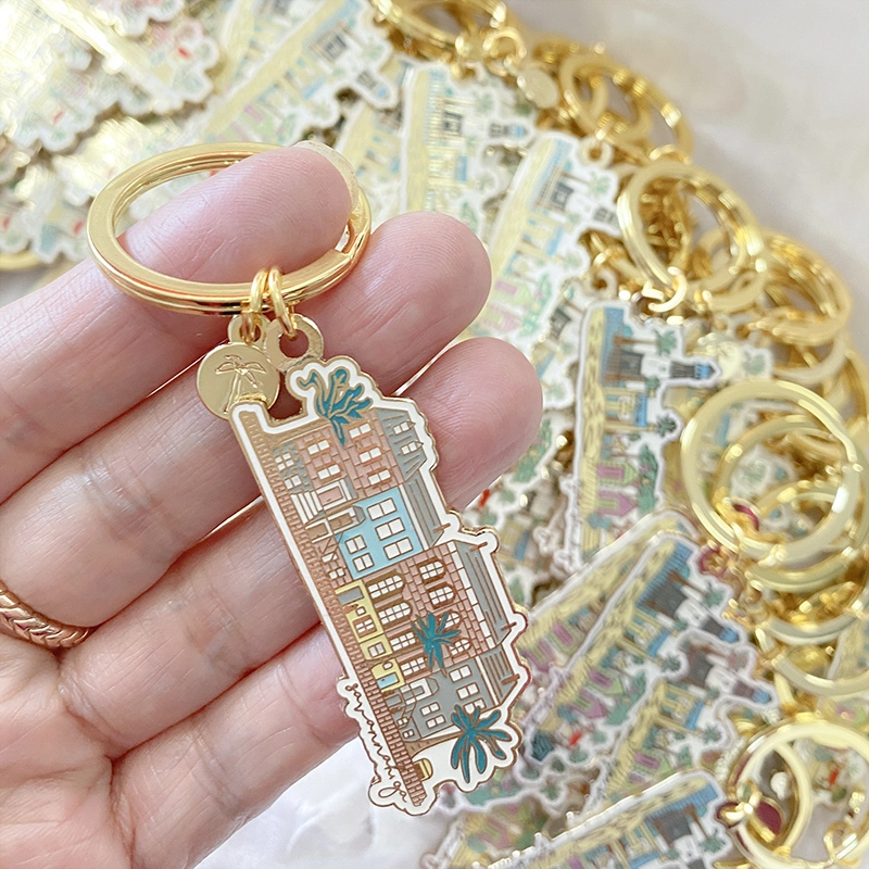 Personalised Shiny Gold Plated Custom Metal Keychains Hard Enamel Custom Key Chains 1