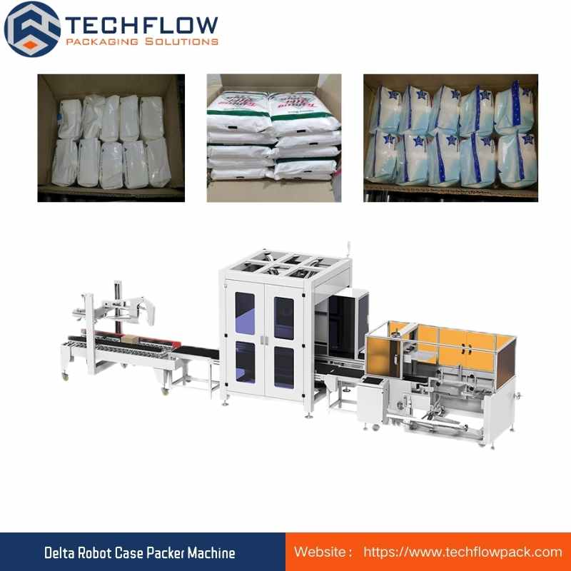 Automatic Multi-functional Delta Robot Case Packer Machine - Techflow Pack