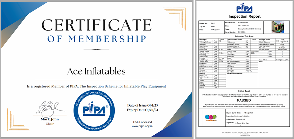 ace inflatables manufacturer certificate ace inflatables manufacturer certificate
