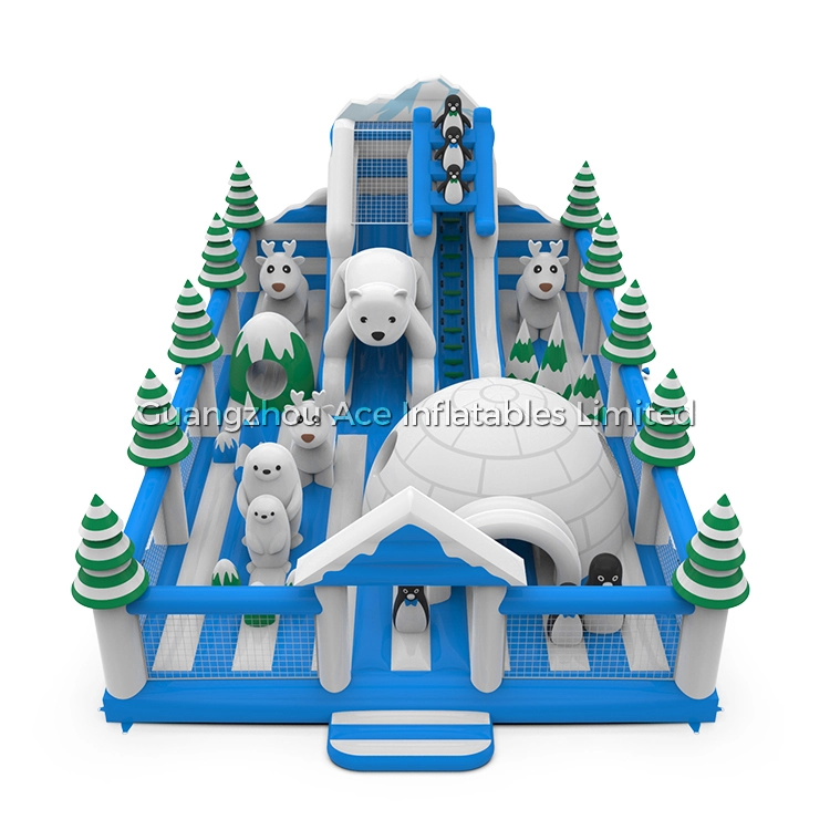 polar bear theme inflatable theme park big bouncy jumping castle 1