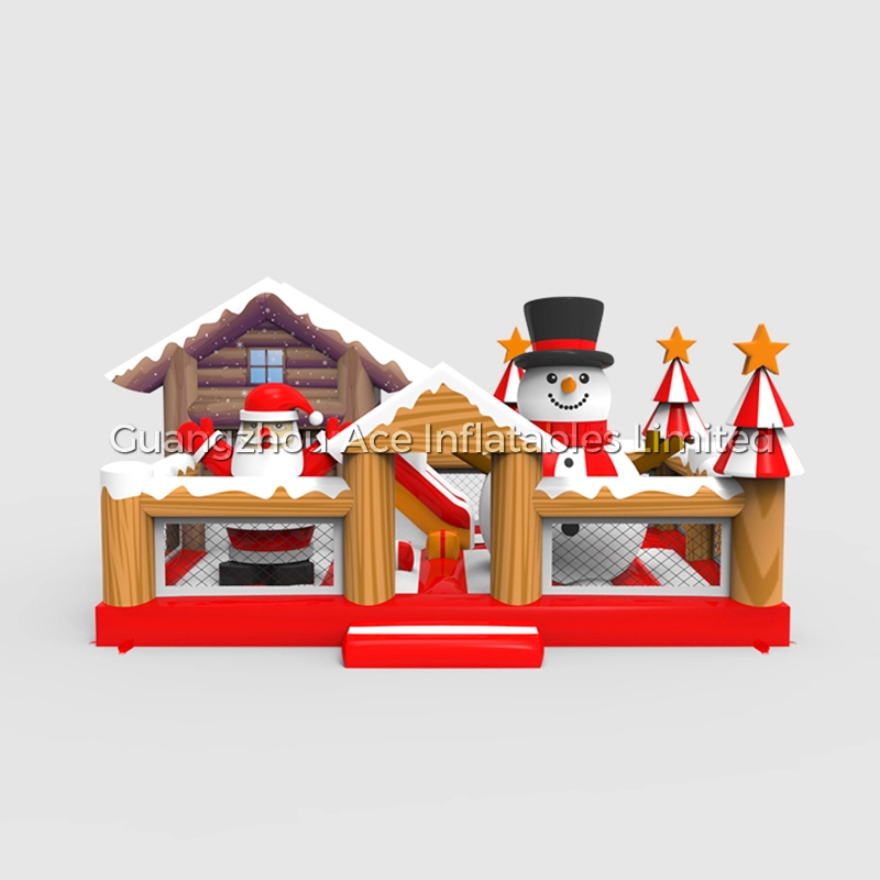 Weihnachtsmann-Schneemann-aufblasbarer Hüpfburg-Spielplatz 1