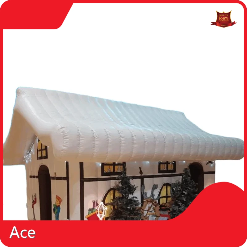 Outdoor Christmas Decoration Blow Up Inflatable Santa Claus Grotto Tent House For Sale 1