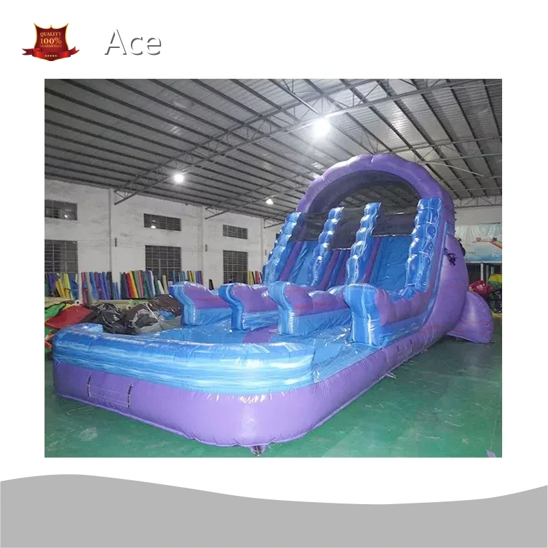 Commercial Grade Inflatable17ft Dual Lanes Water Slide For Kids And Adults 1