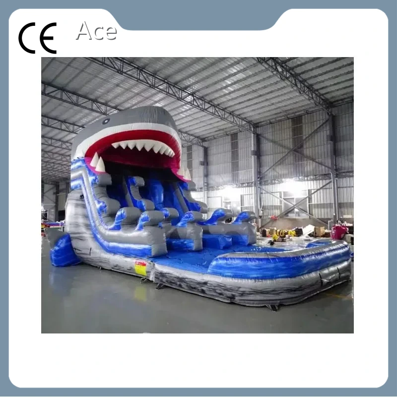 Factory Price Inflatable Shark Slide With Pool 1