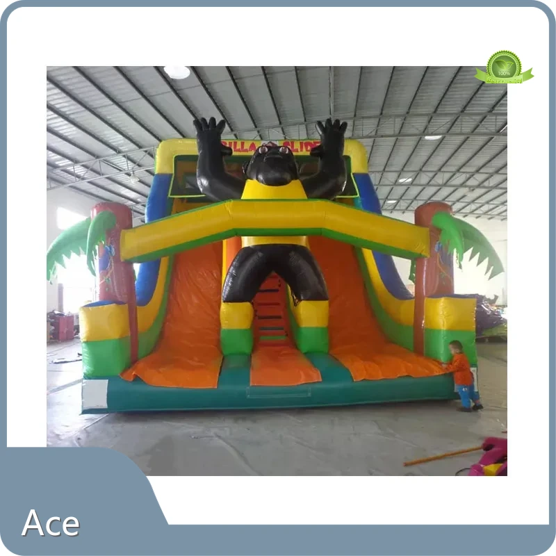 En-14960 Commercial Chimpanzees Double Slide Inflatable Animal Zoo Pvc Tarpaulin Inflatable Dry Slide 1