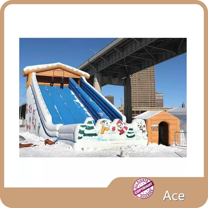 Giant Commercial Inflatable Toboggan Slide Snow Tubing Slide For Sale 1