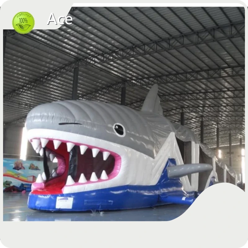 Commercial Outdoor Challenge Game 53ft Shark Inflatable Obstacle Course For Sale 1