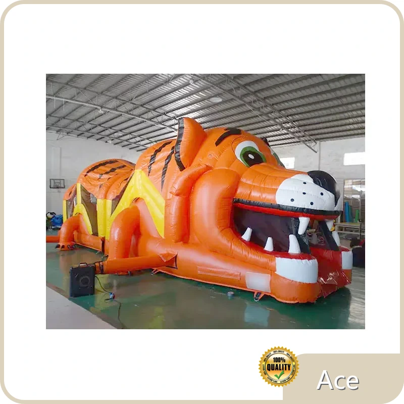 Outdoor 36ft Animal Tiger Inflatable Obstacle Course For Kids 1