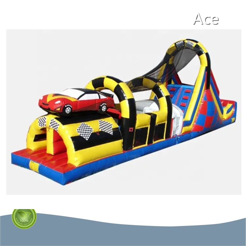 Commercial Outdoor Race Car Inflatable Obstacle Course For Kids 1