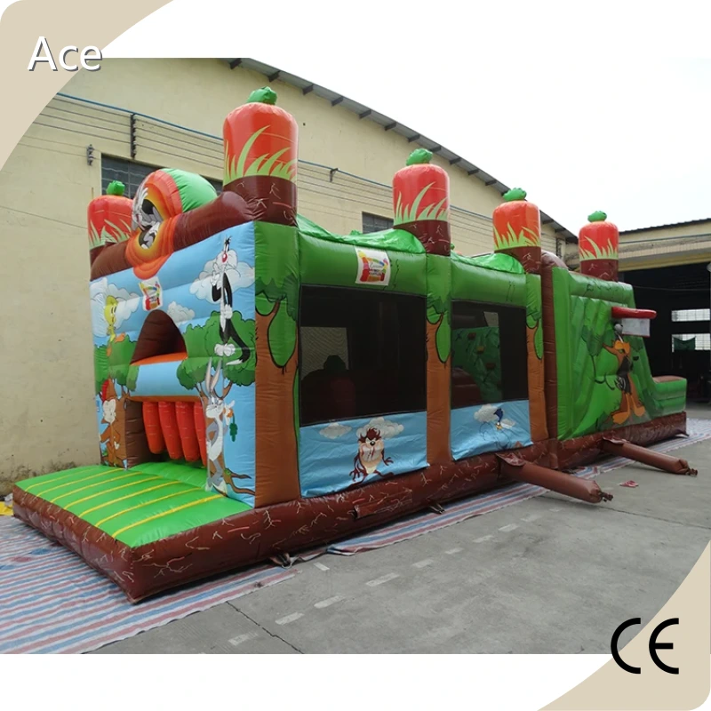 Good Quality Giant Commercial Looney Tunes Inflatable Obstacle Course For Kids Adventure 1