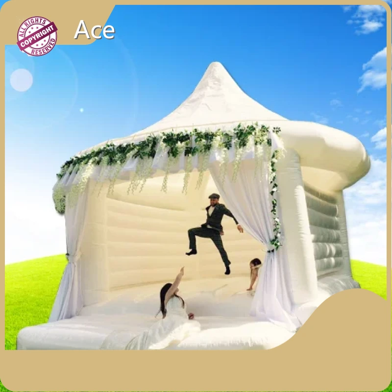 Commercial White Inflatable Wedding Bouncer Bounce House For Sale 1